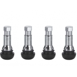 VALVULA DE NEUMATICO; CUELLO Y TAPA CROMADA. C/U. (SET DE 4). SKU 4TYREVALV