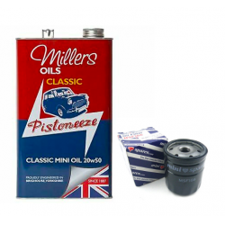 ACEITE ORIGINAL MILLERS CLASSIC MINI 5 LITROS 20W50  MAS FILTRO ACEITE. SKU MILLERS-CMO