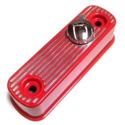 TAPA DE VALVULAS DE ALUMINIO (ROJA) C/TAPA CROMADA. SKU FP26RED