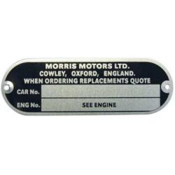 PLACA NUMERO DE CHASIS MORRIS MOTORS. SKU CP316