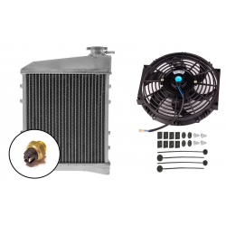RADIADOR ALUMINIO SUPERCOOL 60MM + ELECTROVENTILADOR Y BULBO (TODO MINI HASTA 1998). SKU C-ARA5000-4445-4000