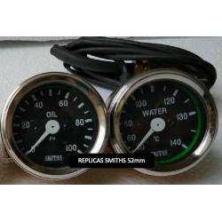 REPLICA RELOJ PRESION DE ACEITE Y TEMPERATURA MECANICO SMITHS FONDO NEGRO. SKU SIB521REPLICA SIB422REPLICA